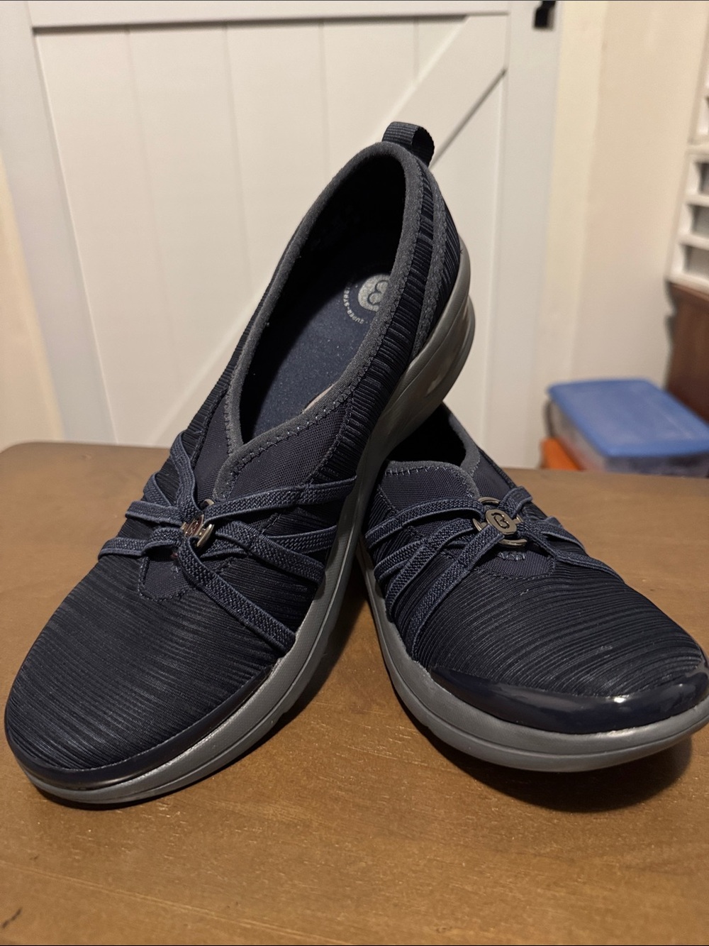 Bzees Slip-On Knit Comfort Flats in Navy